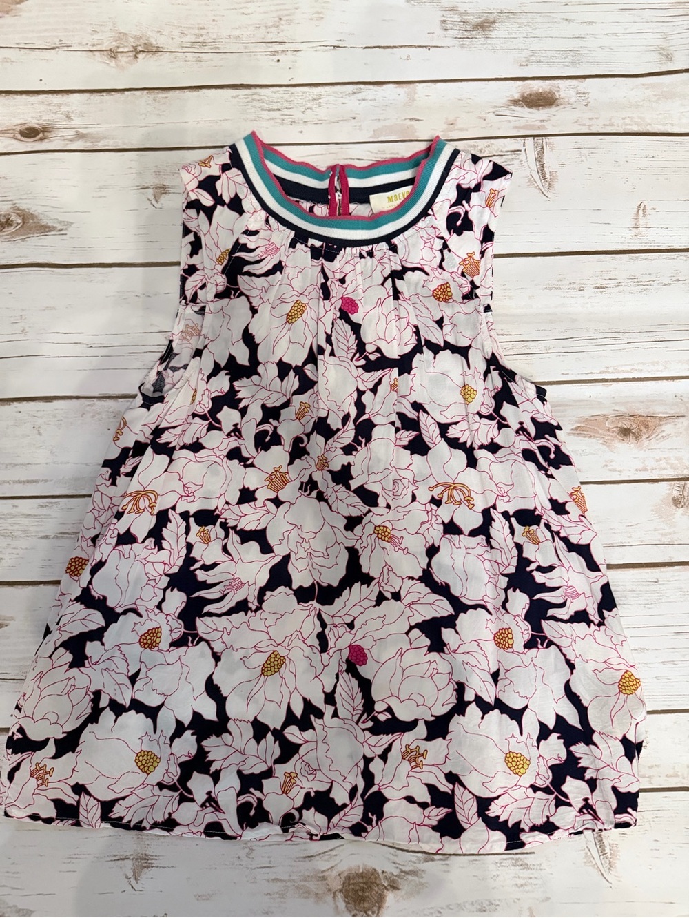 Maeve. Tank top. White pink and navy floral.